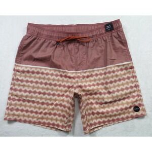 RVCA Board Shorts Mens M Red Swim Trunks Drawstring Pockets Surf Stretch NWOT